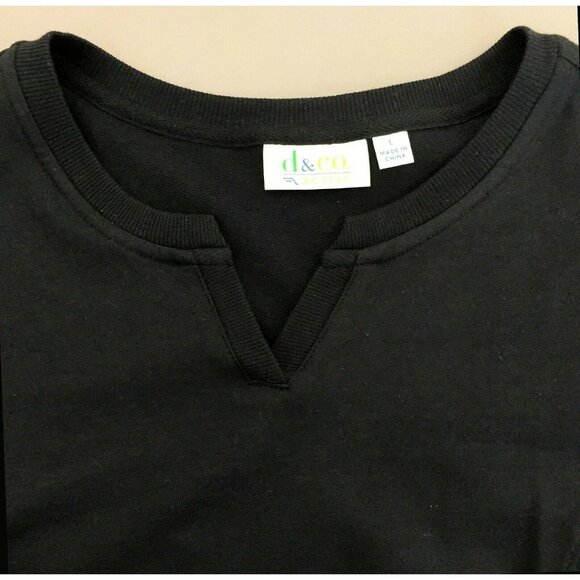 D & Co Active Womens Large Blouse Black Relaxed Fit Pockets Top Pullover Stretch - Picture 10 of 10